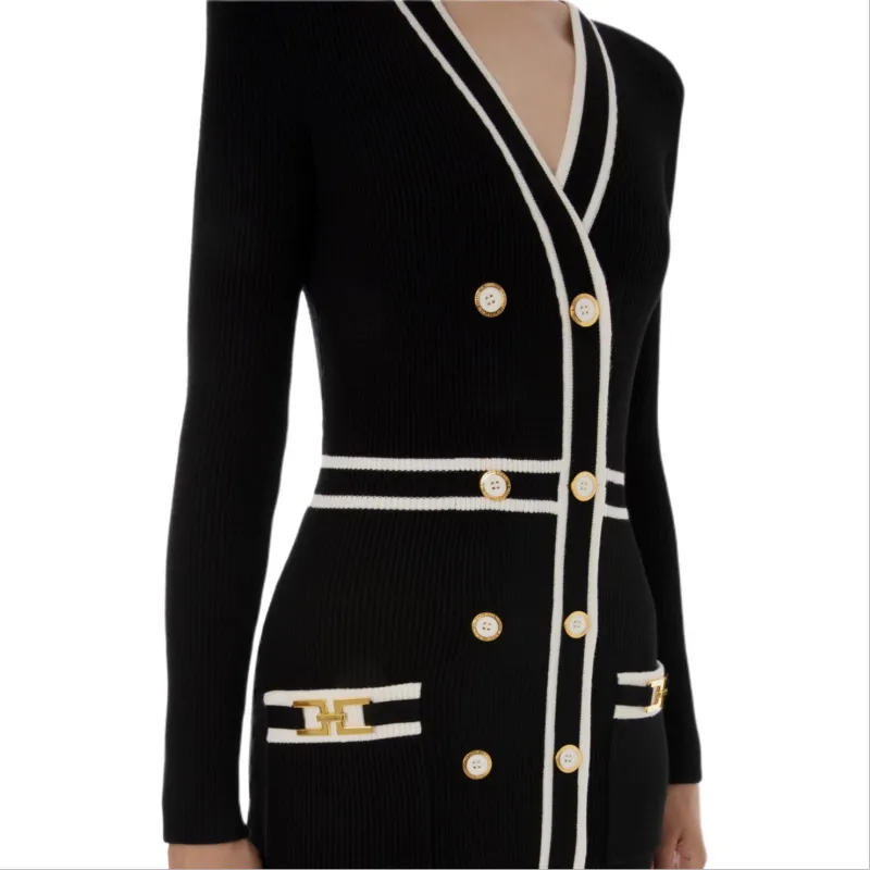 Elisabetta Franchi Long-Sleeved Dresses Women's Black-5