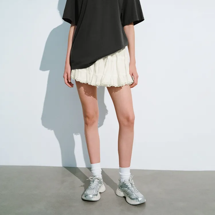 URBAN REVIVO Casual Short Skirts Women's Ecru-2