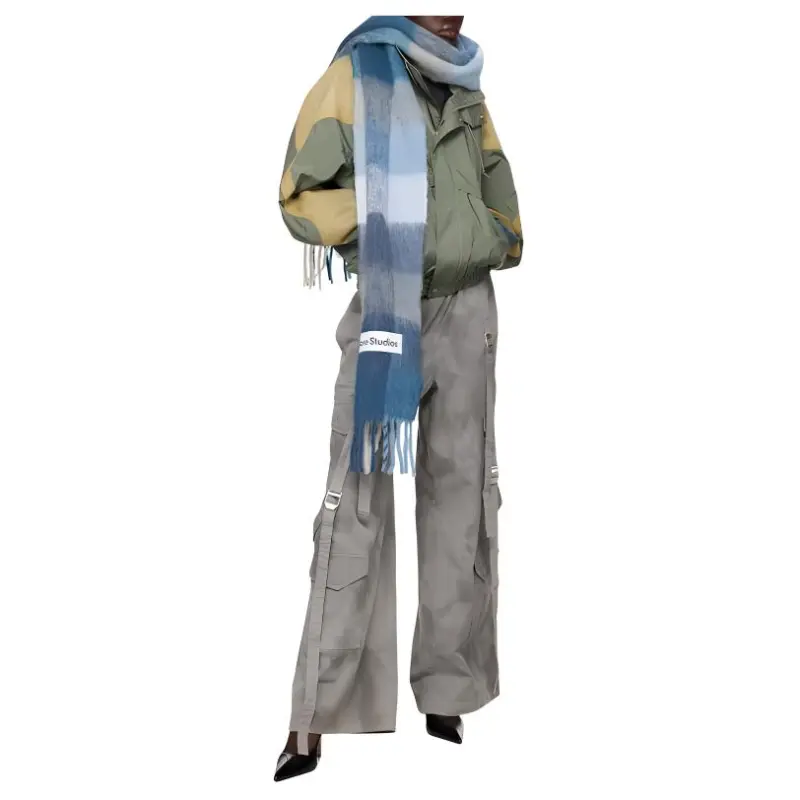 Acne Studios Logo Patch Checked Scarf-4
