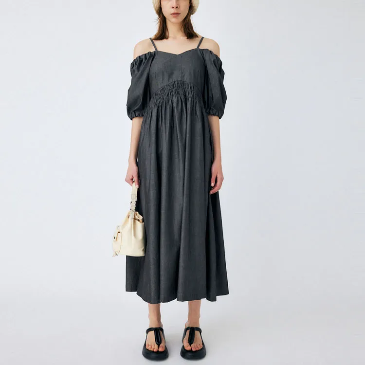 MOUSSY Short Sleeved Dresses Women's Black-2
