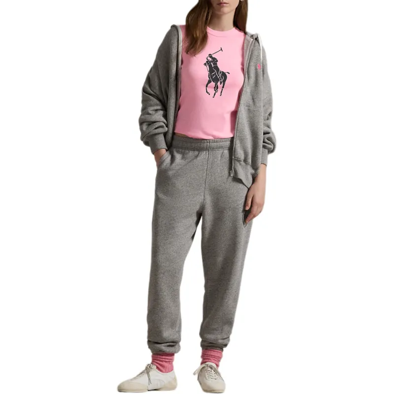 Polo Ralph Lauren Logo Pony Round Neck Pullover Slim Fit Short Sleeved T Shirt Women's Pink-4