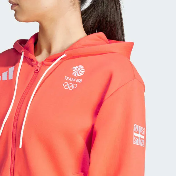 Adidas UK Training Top Olympics Collection Team GB Hoodie Sweatshirt Women's Bright Red-4