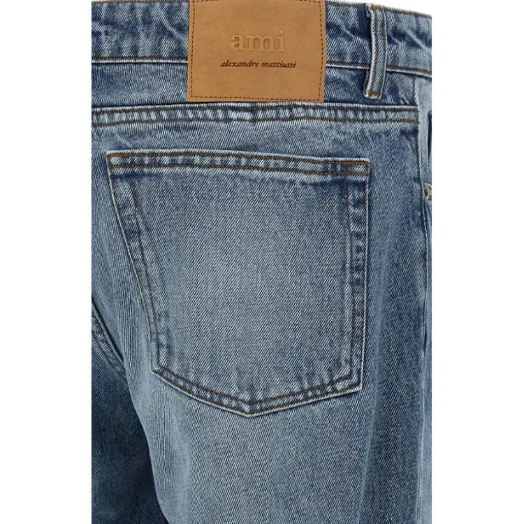 AMIPARIS Paris Logo Patch Classic Fit Jeans-3