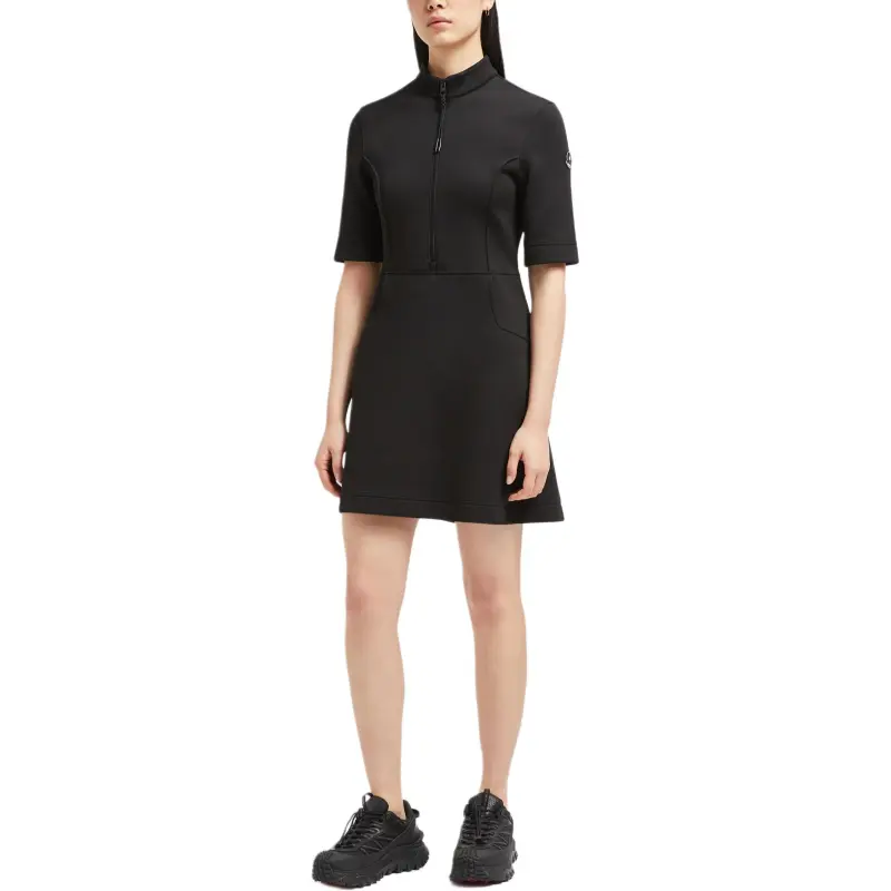 Moncler Year Of The Snake Patch Neoprene Mini Dress Black-2