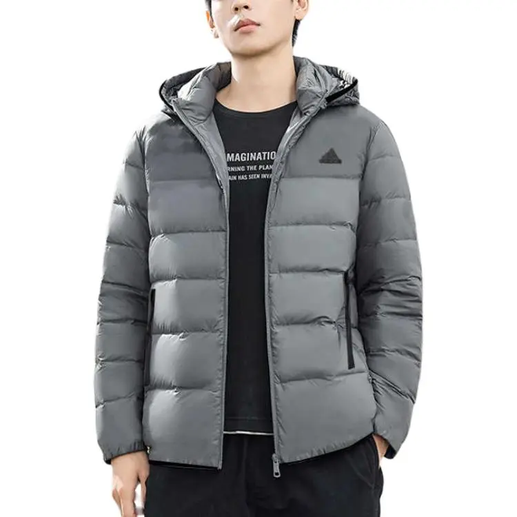 Adidas Down Jacket Unisex Dark Gray With Free Necklaces-2