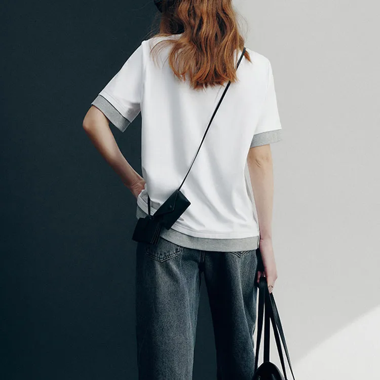 Famanxuan T Shirt Women's White & Gray-1