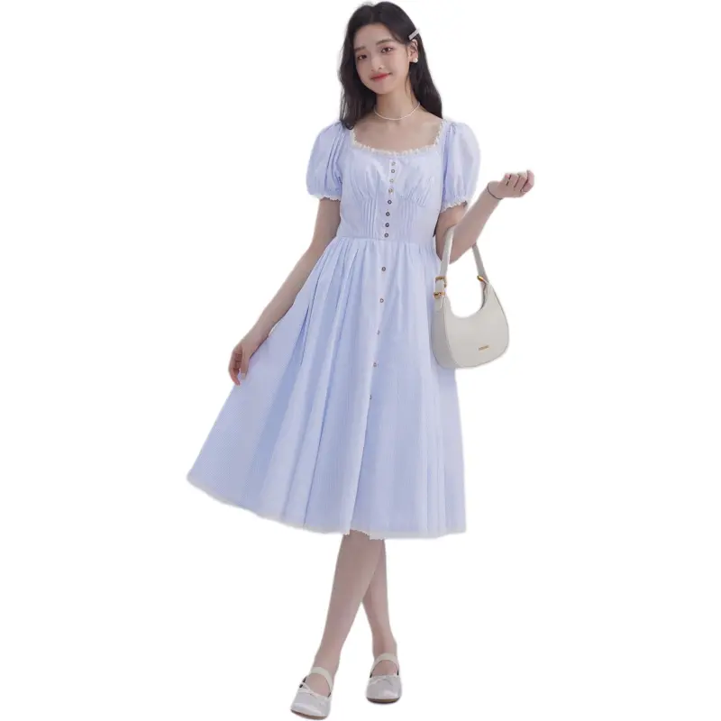 DEAR DEER PUFF Short-Sleeved Dresses Women's Stripes-6