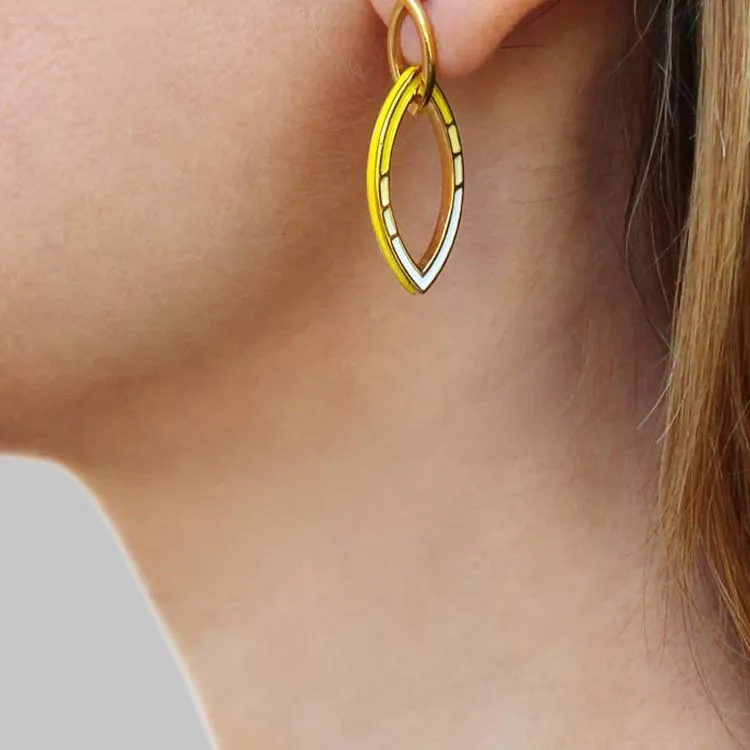 ANARTXY Enamel Surgical Steel Earrings Women's Gold-2