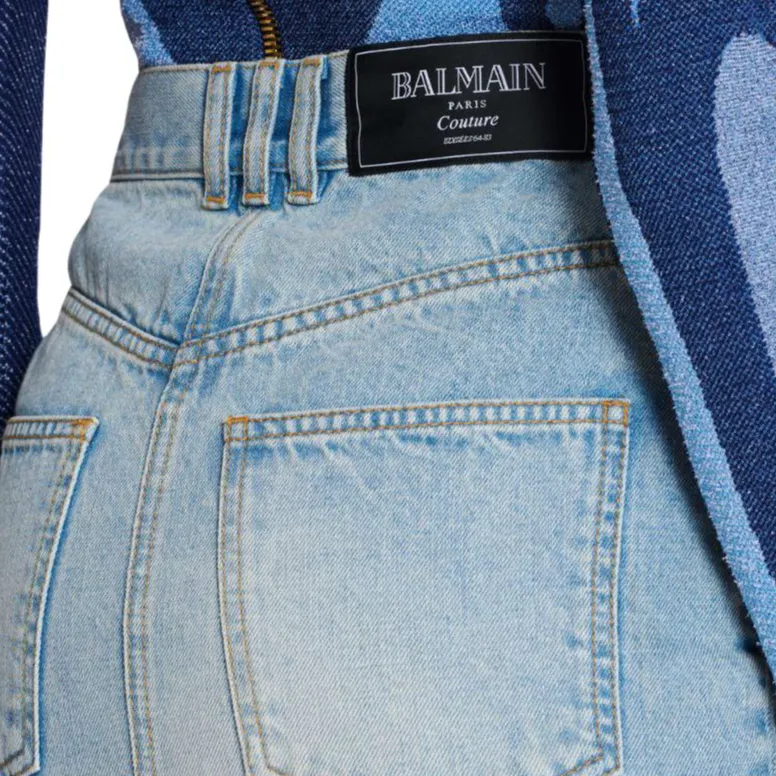 BALMAIN Denim Midi Skirt-5