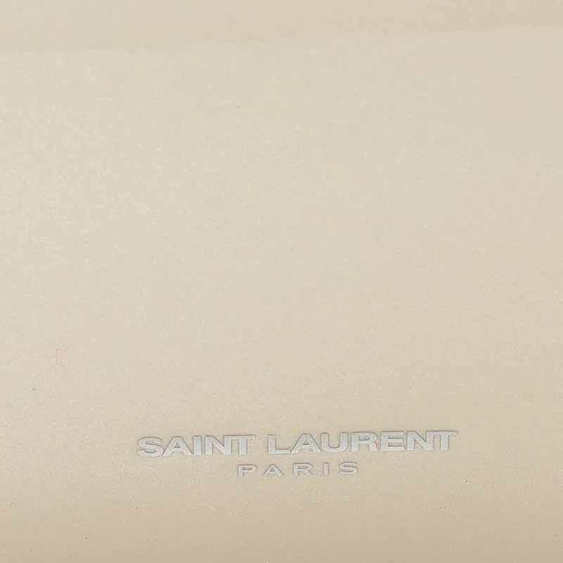 SAINT LAURENT Patent Leather Hobo Shoulder Bag Women's Bright Gray-4
