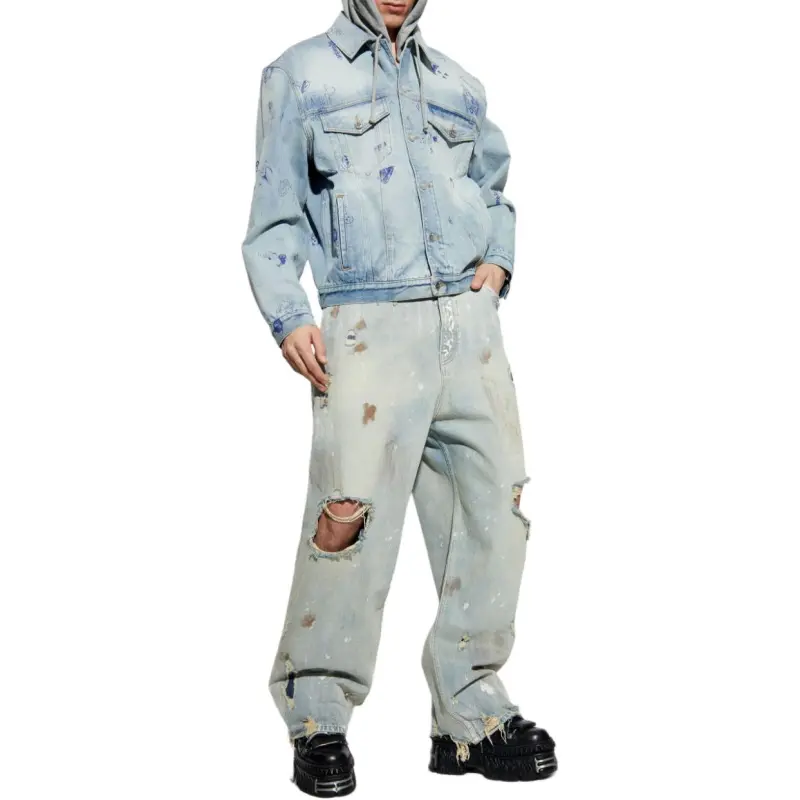 Vetements Scribbled Hooded Denim Jacket-1