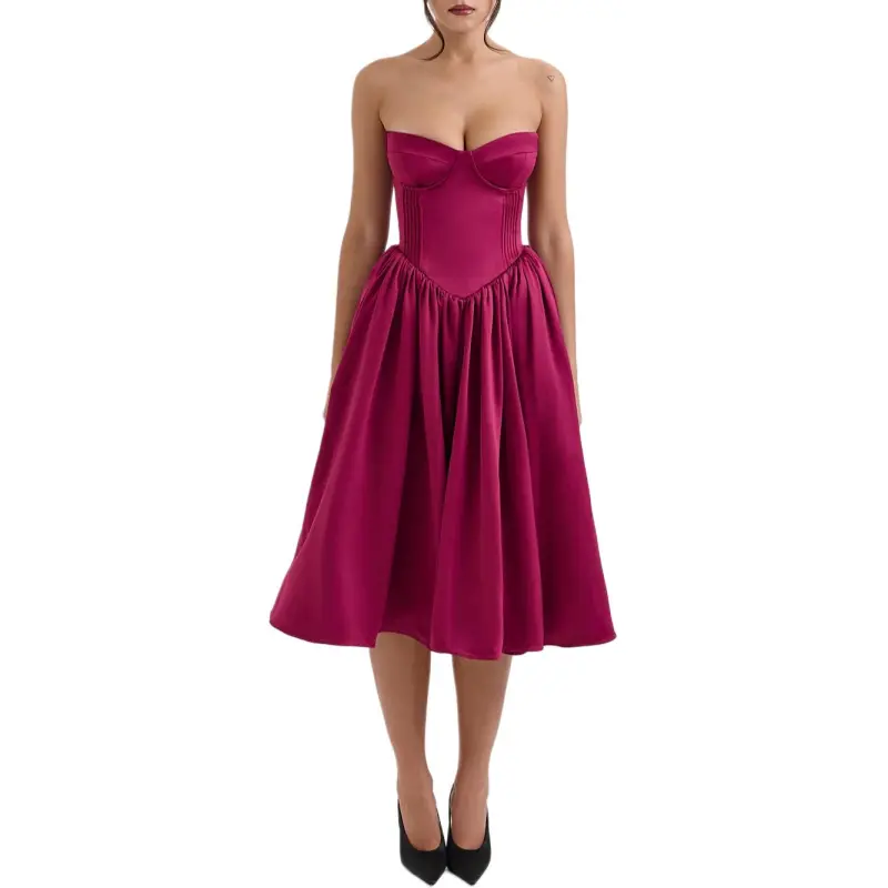 HOUSE OF CB Coco Sleeveless Dress Women's BURGUNDY/Burgundy-8