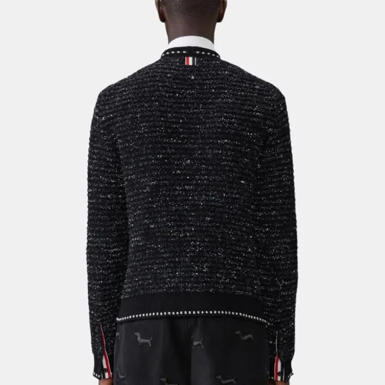 THOM BROWNE V neck Tweed Cardigan-3