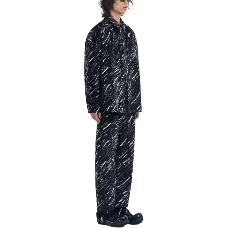 MARNI Crayon Printed Oversized Flocked Denim Shirt-1