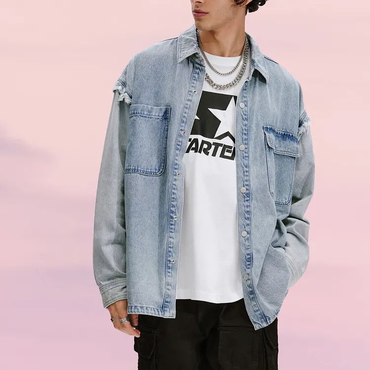 STARTER Denim Jackets Men Denim Light Blue-3