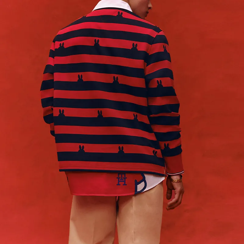 Miffy X Tommy Hilfiger Polo Shirts Unisex Red Blue Stripes XLG-3