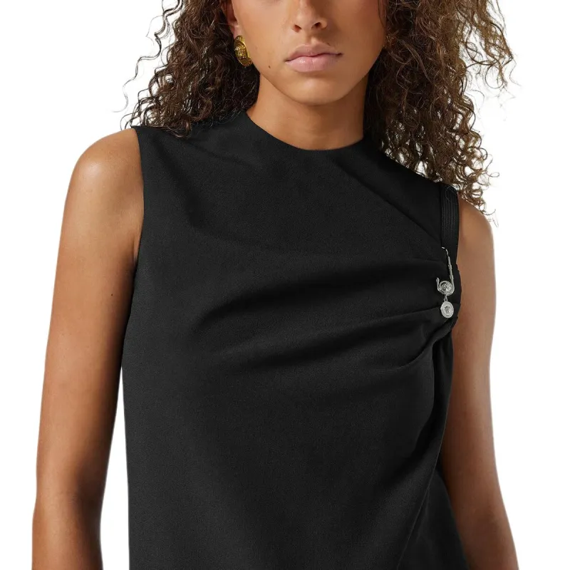 VERSACE Safety Pin Detailed Sleeveless Mini Dress-4