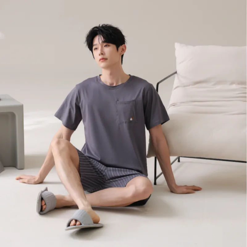 HUADAOJI Pajama Set Men's Dark Gray-4