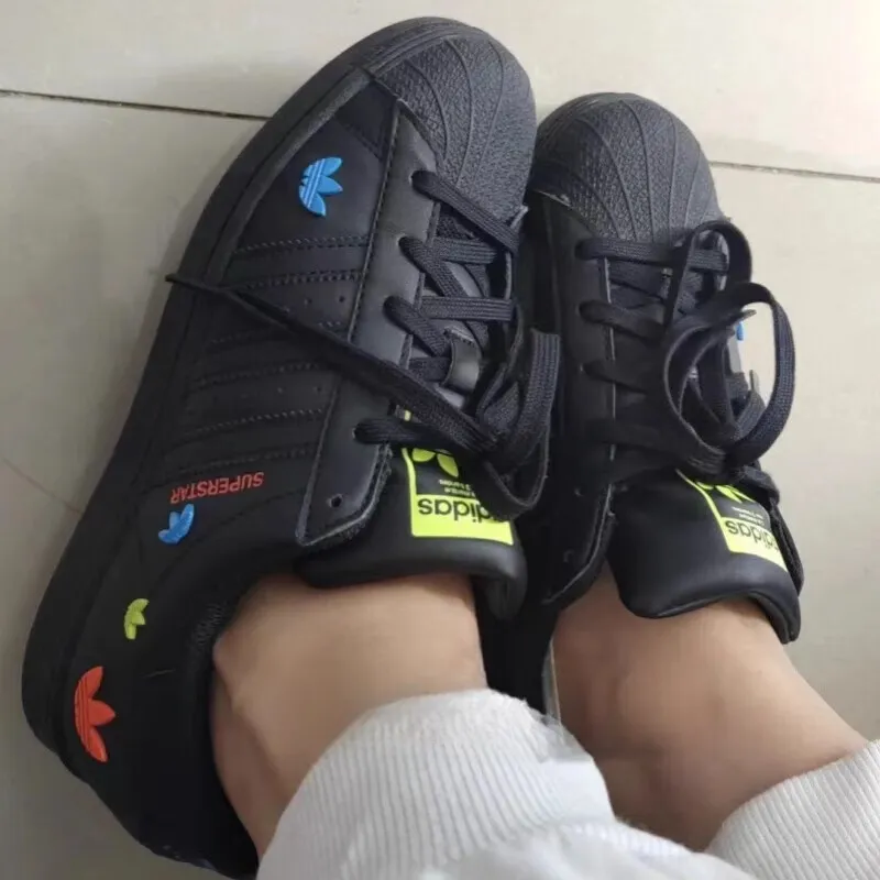 Adidas Originals Abrasion Resistant Breathable Low Top Kids' Skateboarding Shoes Black Teenagers-1