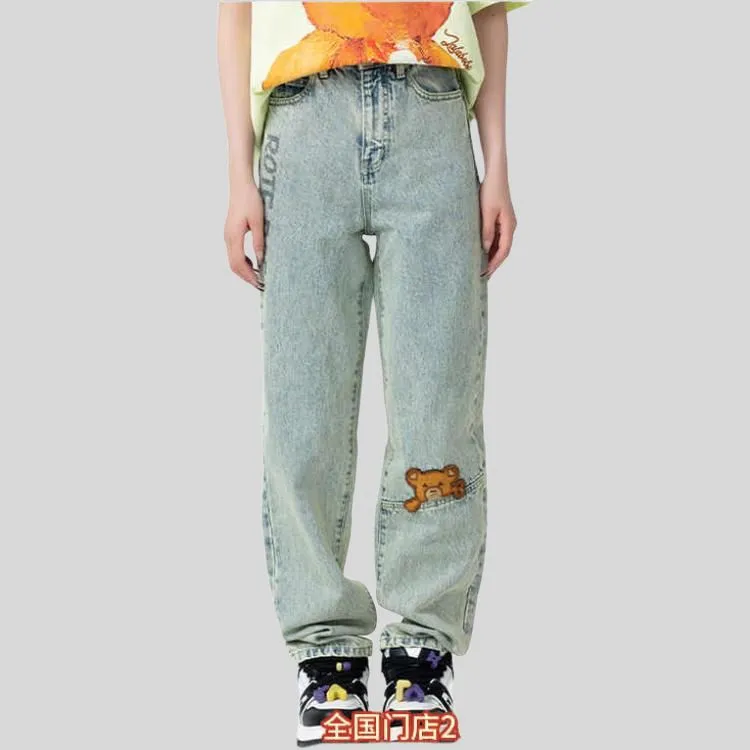 LALABOBO Jeans Women's Light Blue White-2