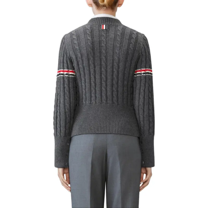 THOM BROWNE RWB stripe Cable knit Jumper-3