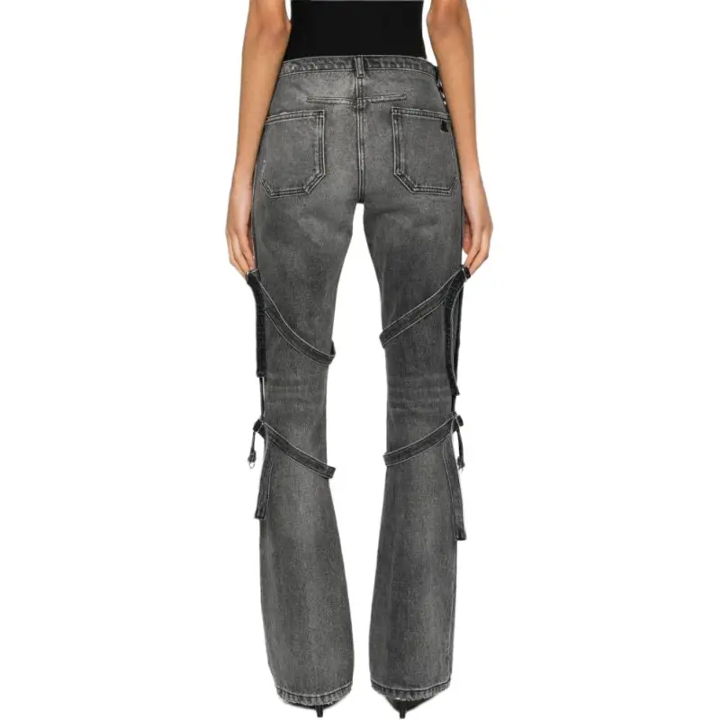 COURREGES Multi strap Flared Jeans-4