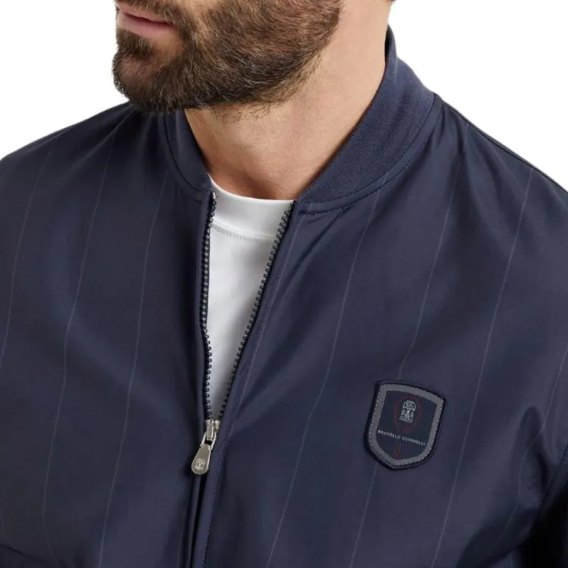 Brunello Cucinelli Logo appliqué Striped Jacket-5