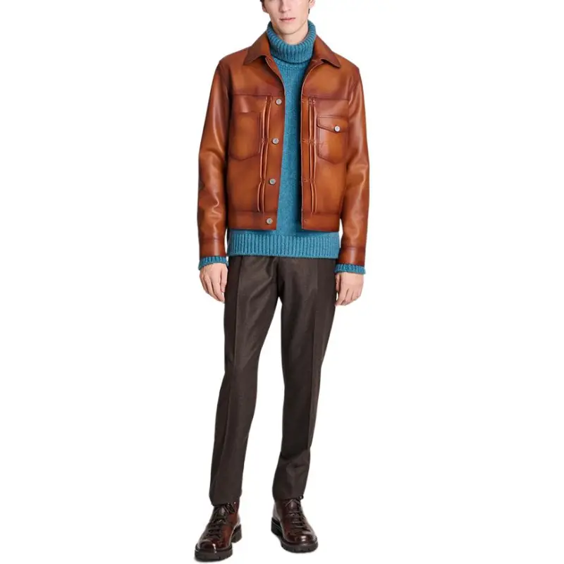BERLUTI Leather Jacket Men's Brown-1