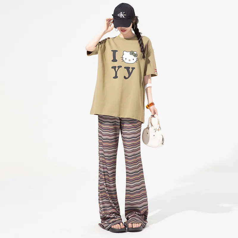 OROI Casual Pants Women's Stripes Brown-6