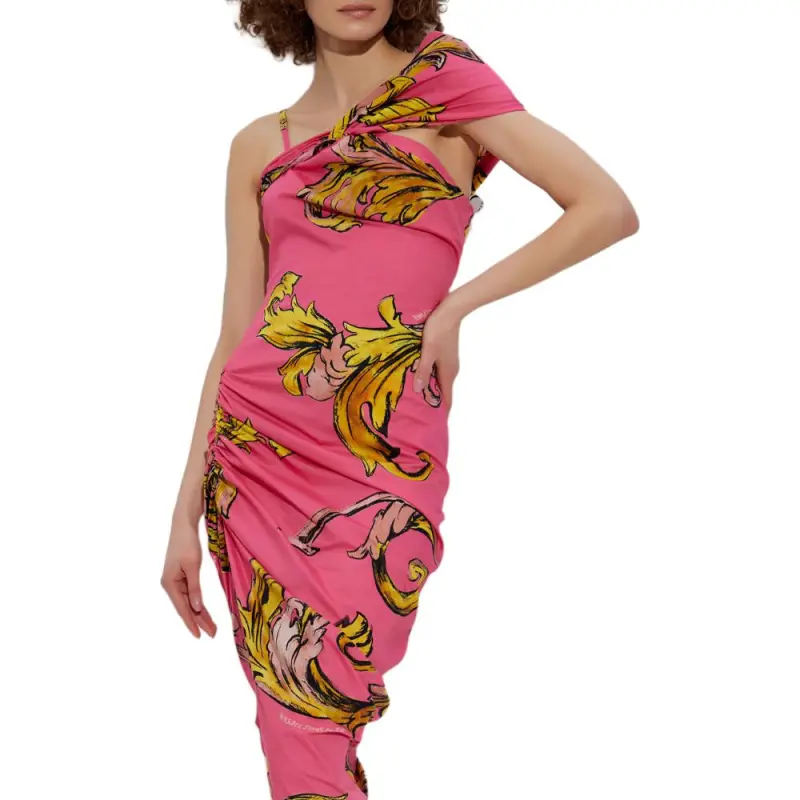 VERSACE Baroque Printed Draped Dress-2