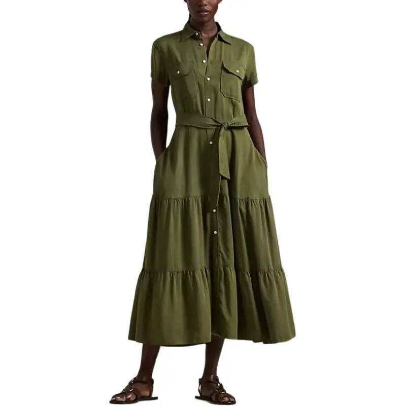 Polo Ralph Lauren Short Sleeved Dresses Women's Green-1