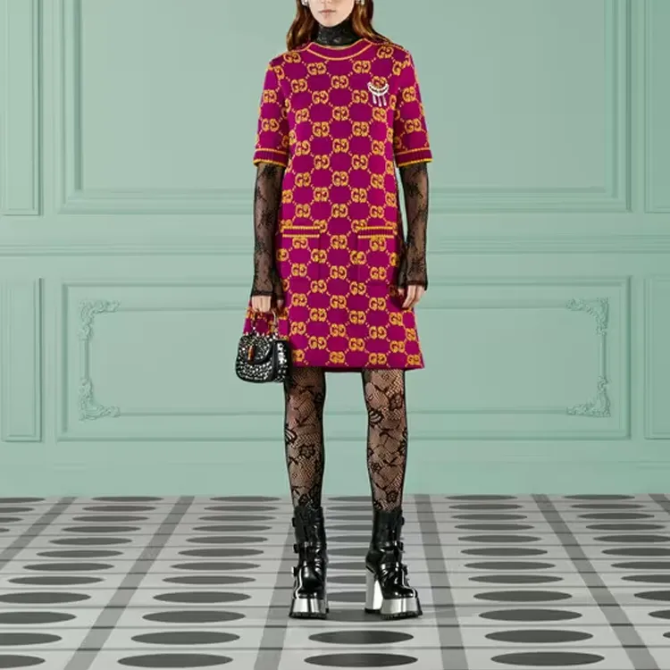 GUCCI SS23 Short Sleeved Dresses Women's Purple-2