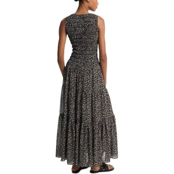 MICHAEL KORS Floral Print Smocked Georgette Maxi Dress