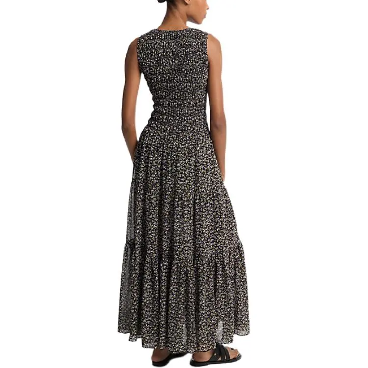 MICHAEL KORS Floral Print Smocked Georgette Maxi Dress-0