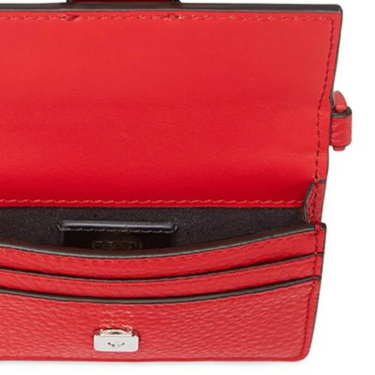 FENDI Baguette Calfskin Necklace Pouch, Shoulder Bag, Crossbody Bag, Clutch Mini Men's Red-4