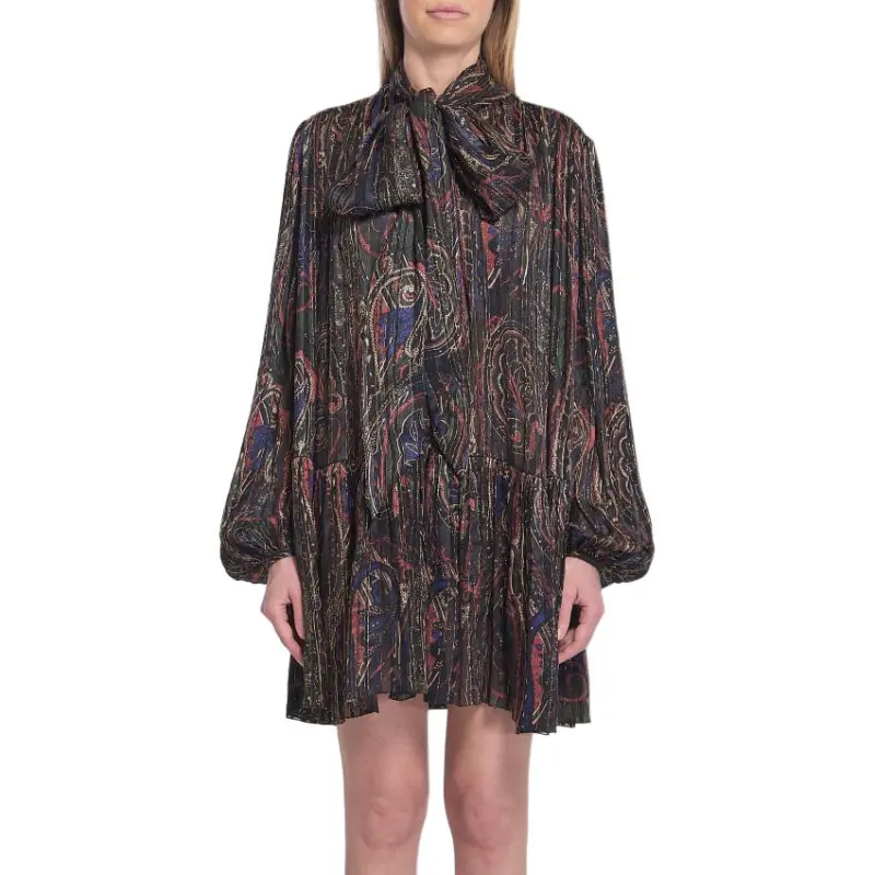 SAINT LAURENT Long Sleeved Dresses Women's Black-3