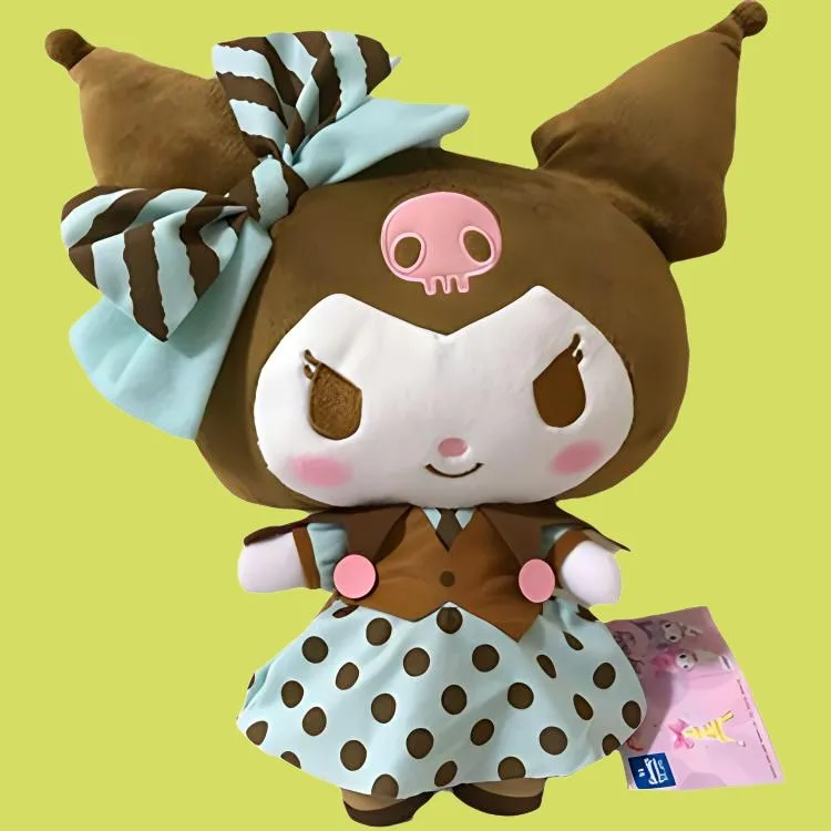 FURYU x Sanrio Kuromi Mint Green Polka Dot Skirt Mint Green Dolls Plush Doll 37cm Height-2