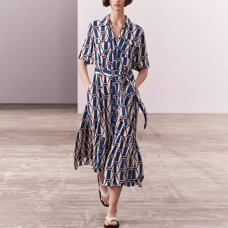 ZARA Short-Sleeved Dresses Women's Multicolor-1