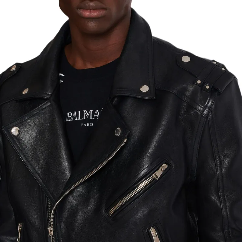 BALMAIN Leather Biker Jacket-9