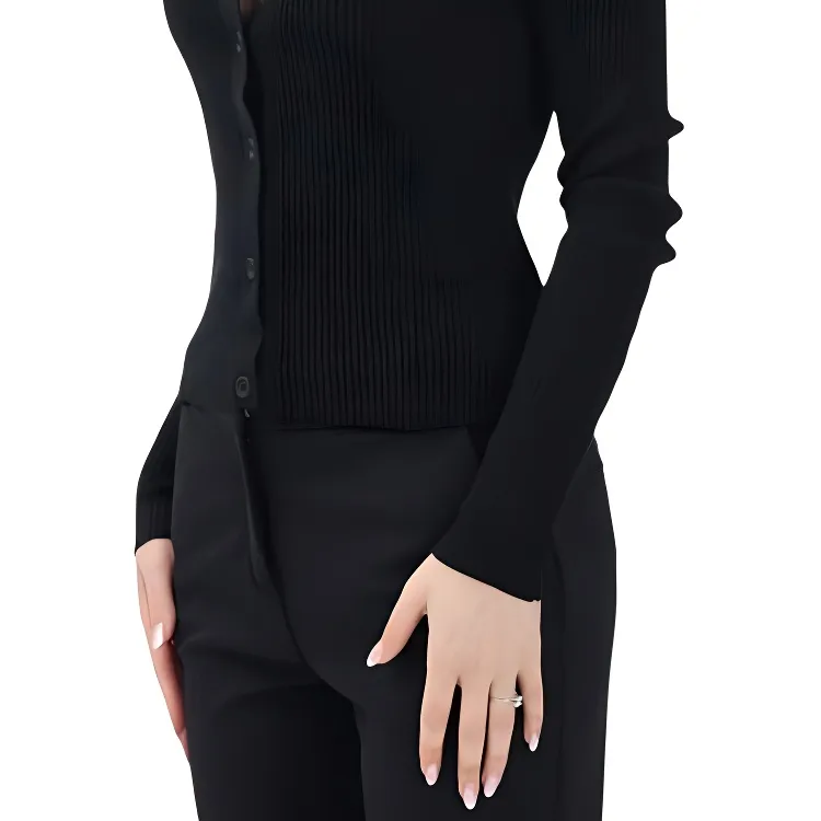 PINKO Ribbed Cropped Cardigan-3