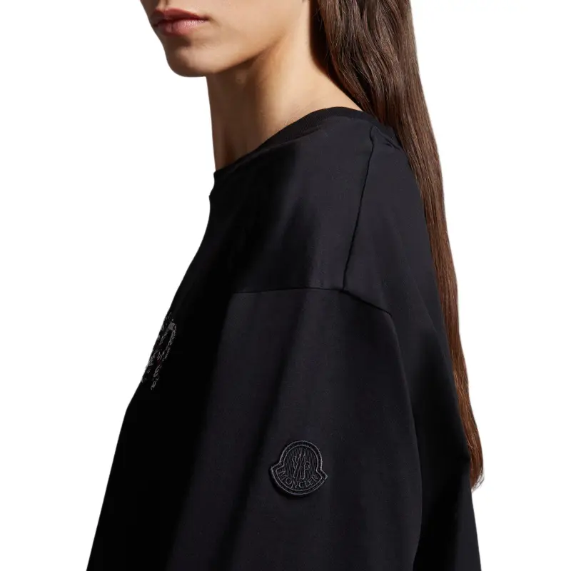 Moncler Embellished Logo Embroidery Cropped T Shirt-4
