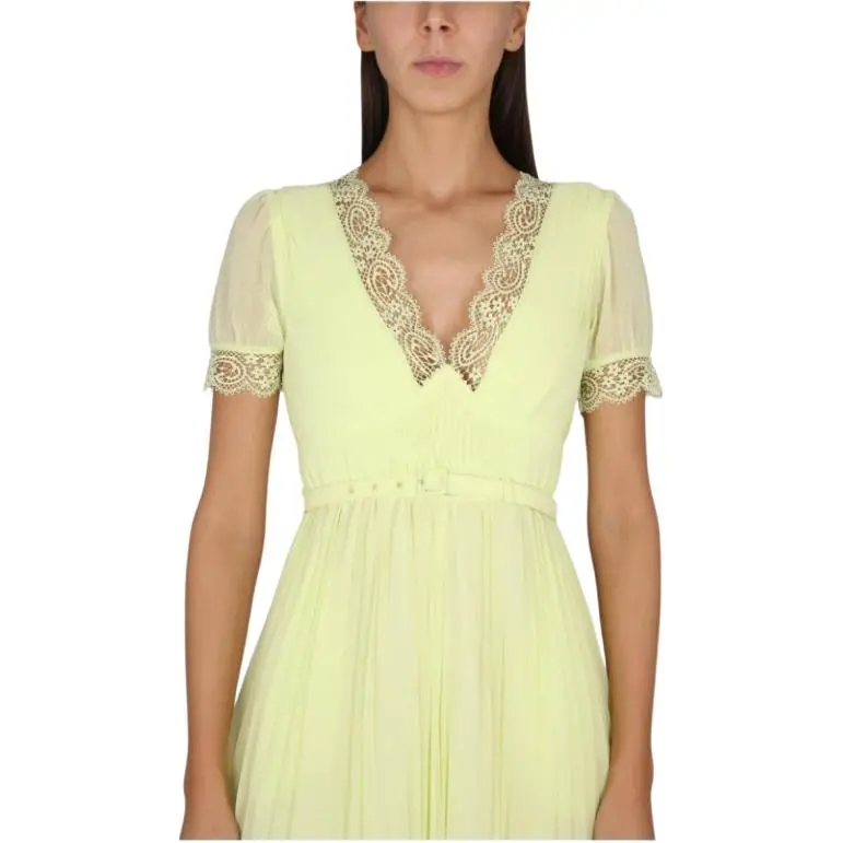 Self portrait V Neck Pleated Midi Dress-4