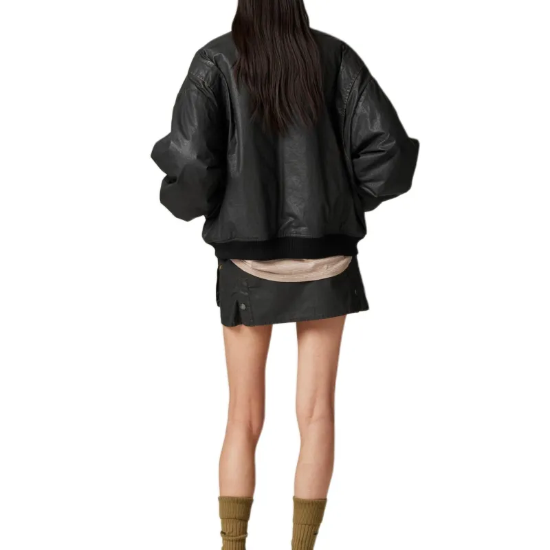 MIU MIU Resin Finished Bomber Jacket Black-2