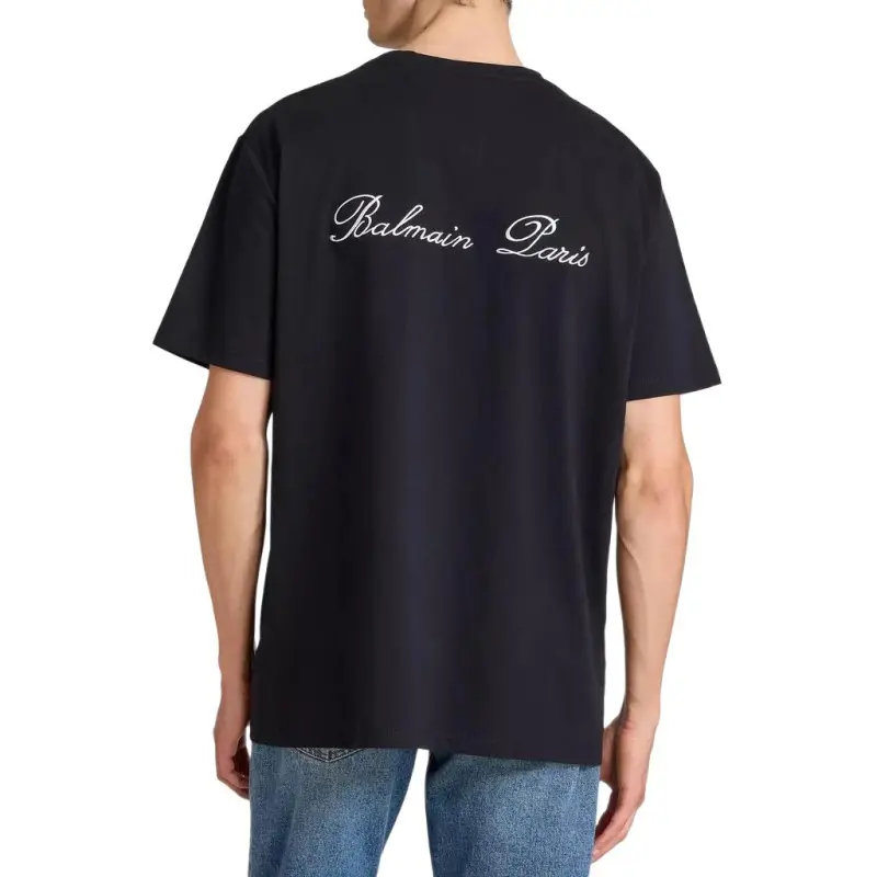 BALMAIN Logo embroidered Cotton T shirt-3