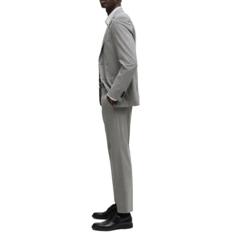 HUGO BOSS Slim-Fit Suit In Micro-Patterned Performance-Stretch Cloth Business Suits Men's Gray-4