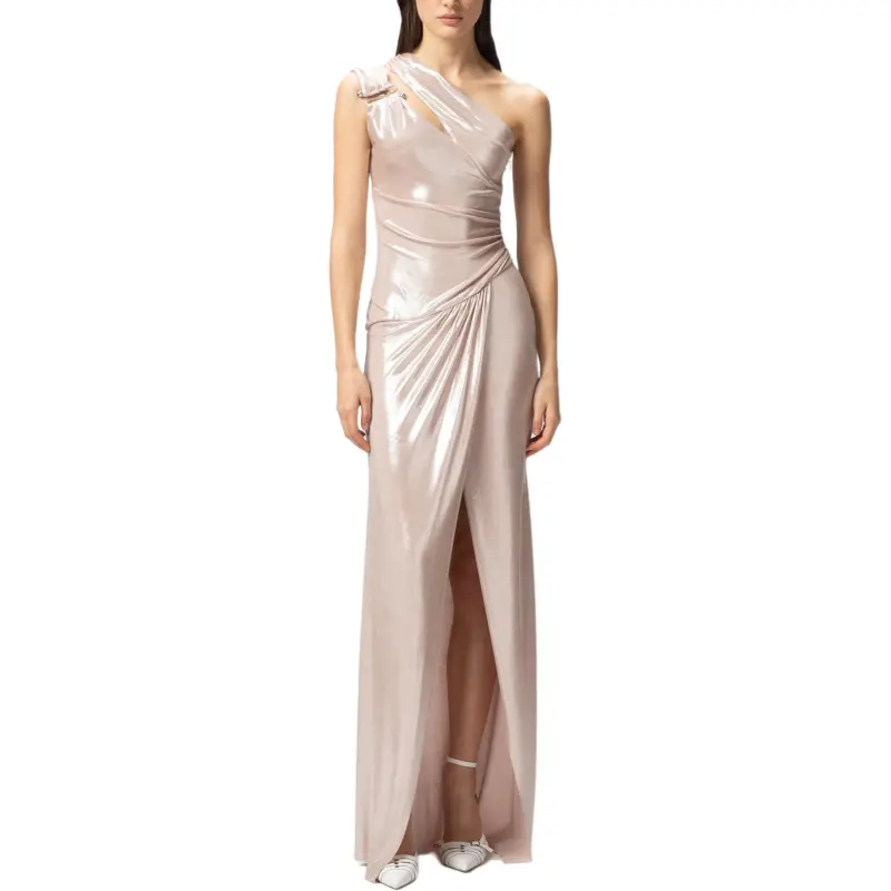 PINKO One Shoulder Ruched Maxi Dress-2