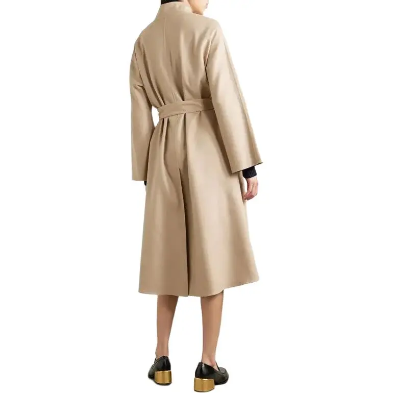 Loro Piana Belted Collarless Long Coat-3