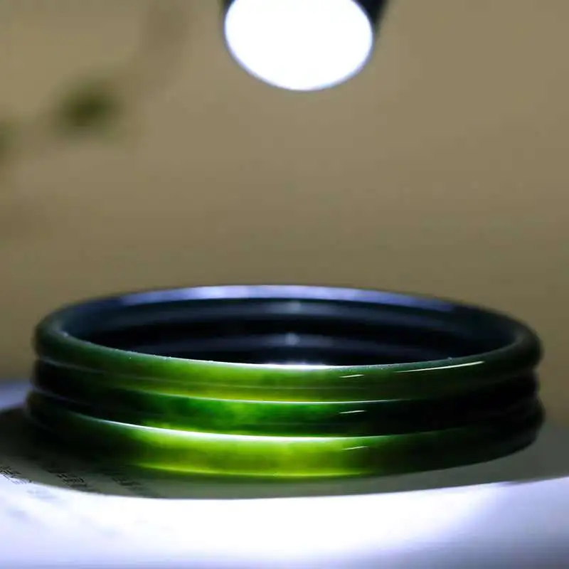 JUNWEN Hetian Jade Bangles Green Jade Women's-4
