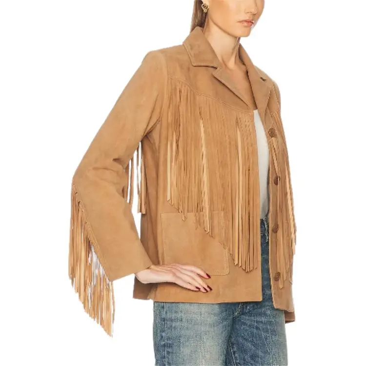 LOVESHACKFANCY Leather Jacket Women's Camel-2