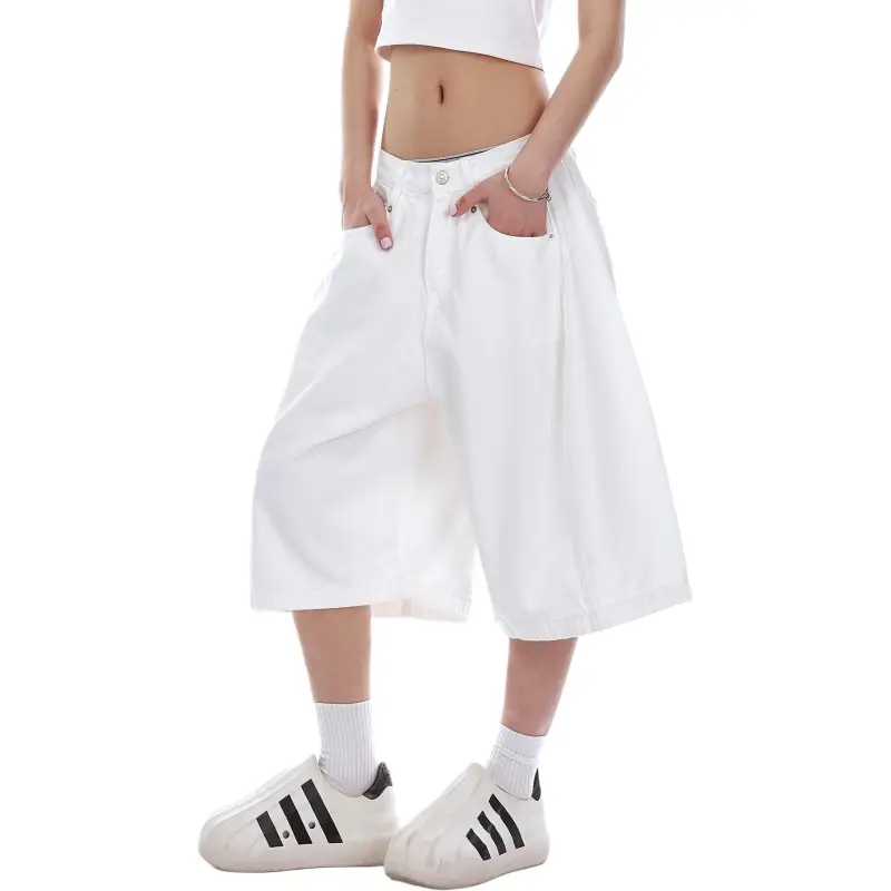 VINMUK Denim Shorts Unisex White-5